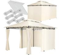 Tectake Gazebo Emine - 4 X 3 M, Double Roof System, 6 Side Panels, Water-Repellent 400 X 300 X 265 Cm - Cream