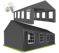 Tectake Gazebo Mammut - 8 X 4 M, Removable Side Panels, Weather & Uv-Resistant, Plug-In System 800 X 400 X 315 Cm - Grey