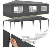 Tectake Gazebo Miramas With 8 Side Panels, Water-Resistant, 9X3M 900 X 300 X 250 Cm - Grey