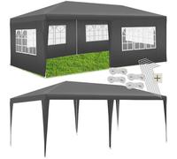 tectake Pavilion Novara with 5 side panels, water-resistant, 6x3m - Grey, Grey