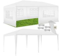 tectake Pavilion Novara with 5 side panels, water-resistant, 6x3m - White, White