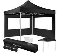 Tectake Gazebo Olivia - 3 X 3 M, With Aluminium Frame, 2 Side Panels, Waterproof 300 X 300 X 310 Cm - Black