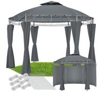 Tectake Gazebo Siana - 3.5 M Diameter, Water-Repellent, 6 Side Panels, Double Roof System 350 X 280 Cm - Anthracite