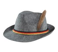 dressforfun 302853 Unisex´s Accesories Grey Hat with German Flag Colours, Felt, Bavarian Style, Beerfest Festival Party