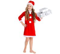 tectake Girl's Costume Christmas Elf in Red | Size: 6-7 Years TECTAKE Red 6-7 Years