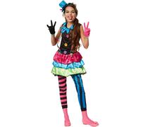 tectake Girl's Crazy New Wave Clown Costume | Size: 9-10 Years TECTAKE Multicolor 9-10 Years
