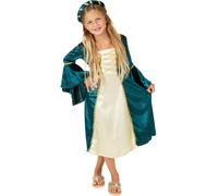 tectake Girl's Medieval Princess Costume in Teal | Size: 3-4 Years TECTAKE Teal 3-4 Years
