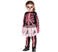 Girl’s Costume Pink Skeleton Halloween Fancy Dress Outfit Children Child Bones