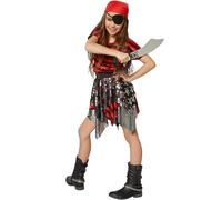 tectake Girl's S' Buccaneer Costume in Black | Size: 7-8 Years TECTAKE Black 7-8 Years