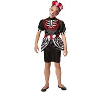 tectake Girl's Scary Skeleton Lady | Size: 5-6 Years TECTAKE Multicolor 5-6 Years