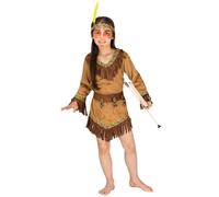 tectake Girl's Shania Native American Costume in Brown | Size: 12-14 Years TECTAKE Brown 12-14 Years