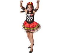 tectake Girl's Spooky Mexican Maiden | Size: 5-6 Years TECTAKE Multicolor 5-6 Years