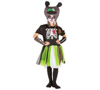 Girls Zombie Skeleton Costume Halloween Fancy Dress Outfit Monster Kids Children