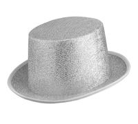 tectake Glitter Top Hat in Silver TECTAKE Silver One Size