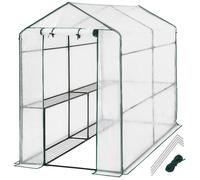 tectake Greenhouse - 4 Shelf Levels, Tarpaulin Cover, 186 X 120 X 190 Cm in White | Size: Large TECTAKE White Large