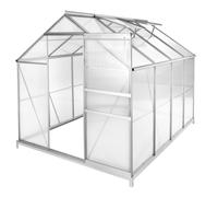 tectake Greenhouse With Foundation Aluminum in Clear | Size: Large TECTAKE Clear Large