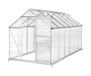 tectake Greenhouse With Foundation - Anodised Aluminium, 185 X 375 X 195Cm in Clear | Size: Large TECTAKE Clear Large