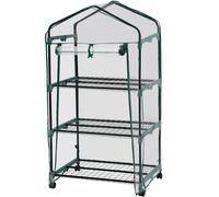 tectake Greenhouse - With Wheels, 3 Shelves, Tarpaulin Cover, 69 X 49 X 133 Cm in Clear | Size: Large TECTAKE Clear Large