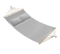tectake® 2-Person Garden Hammock with Soft Surface & 2 Plush Pillows, Durable & Secure Suspension, 240 kg Load Capacity, Easy Setup, Spacious Double Hammock for Backyard, Patio, Camping - Light Grey