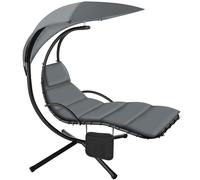 tectake Hanging Chair Elaria - large sun canopy with UV-protection, sturdy in Grey | Size: 1 Seater TECTAKE Grey 1 Seater