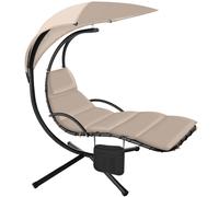 tectake Hanging Chair Elaria with Stand, Lounger Sun Canopy with UV-Protection in Beige | Size: 1 Seater TECTAKE Beige 1 Seater