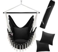 Tectake Hanging Chair Malika, Boho Style, Load Capacity 150Kg - Black - 1
