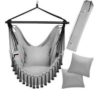 Tectake Hanging Chair Malika, Boho Style, Load Capacity 150Kg - Grey - 1