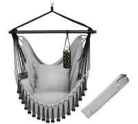 tectake Hanging Chair Malika, Boho Style, Load Capacity 150kg in Grey | Size: 1 Seater TECTAKE Grey 1 Seater