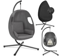 Tectake Hanging Egg Chair Anika - With Frame And Extra Thick Seat Cushion - Anthracite