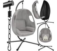 Tectake Hanging Egg Chair Anika - With Frame And Extra Thick Seat Cushion - Light Grey - 1