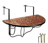 TecTake 800570 Foldable Balcony Table Mosaic, Suspended Table with Tabletop made of mosaic of stones, (Terra | no. 402765)