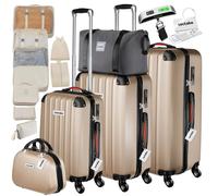 tectake Hard-Shell Luggage Set With Tsa Lock & Luggage Scale in Gold TECTAKE Gold