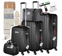 Tectake Cleo Hard-Shell Luggage Set With Tsa Lock And Luggage Scale - Black