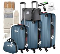 Tectake Cleo Hard-Shell Luggage Set With Tsa Lock And Luggage Scale - Blue