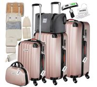 Tectake Cleo Hard-Shell Luggage Set With Tsa Lock And Luggage Scale - Rose Gold