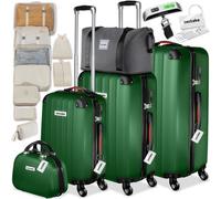 Tectake Hard-Shell Suitcase Set Cleo With 3 Suitcases, Beauty Case, Travel Bag, Tsa Locks And Luggage Scale - Green