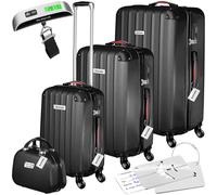 tectake Suitcase Set - 3 Suitcases, 1 Beauty Case, Luggage Scales & Tags in Black TECTAKE Black