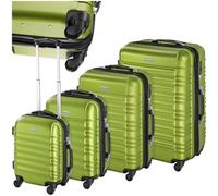 TecTake® Hard Shell Suitcase Set, Lightweight Suitcases with TSA Locks, Incl. Extra Large Suitcase, Large, Medium and Small, 360 Degree Wheels, Ergonomic Telescopic Handle - Green