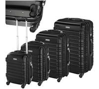 TecTake® Hard Shell Suitcase Set, Lightweight Suitcases with TSA Locks, Incl. Extra Large Suitcase, Large, Medium and Small, 360 Degree Wheels, Ergonomic Telescopic Handle - Black