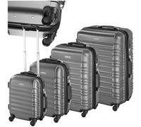 TecTake® Hard Shell Suitcase Set, Lightweight Suitcases with TSA Locks, Incl. Extra Large Suitcase, Large, Medium and Small, 360 Degree Wheels, Ergonomic Telescopic Handle - Grey