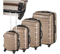 TecTake® Hard Shell Suitcase Set, Lightweight Suitcases with TSA Locks, Incl. Extra Large Suitcase, Large, Medium and Small, 360 Degree Wheels, Ergonomic Telescopic Handle - Champagne