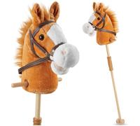 tectake Hobby Horse With Wooden Stick & Wheels, 103 Cm, From 24 Months in Brown TECTAKE Brown