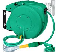 Tectake Hose Pipe And Reel - Automatic Retractor With Hose Stop, Including Hose Head - 10 M- Green