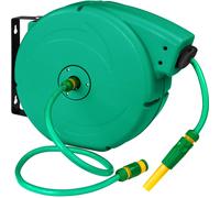 Tectake Hose Pipe And Reel - Automatic Retractor With Hose Stop, Including Hose Head - 20 M- Green