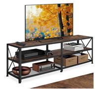 Tectake Industrial Tv Stand - Lowboard Cabinet 3 Shelves Low Display Console 161 Cm - Industrial Wood Dark, Rustic