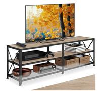 Tectake Industrial Tv Stand - Lowboard Cabinet 3 Shelves Low Display Console 161 Cm - Industrial Wood Light, Oak Sonoma