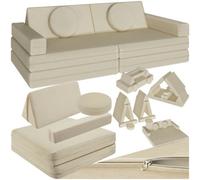 Tectake Kids Sofa Lilly - 8-Piece, Flexible Arrangement Play Sofa, Thick Padding, Removable Covers - 60 Centimetre Beige