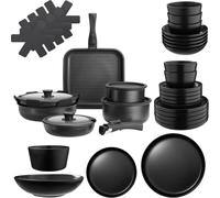 tectake Kitchen Starter Set Una/Parma in Black TECTAKE Black