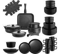 tectake Kitchen Starter Set Una/Parma in Black TECTAKE Black