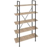 tectake Ladder Shelf Glasgow - 5 Slim Shelves in Light Brown TECTAKE Light Brown